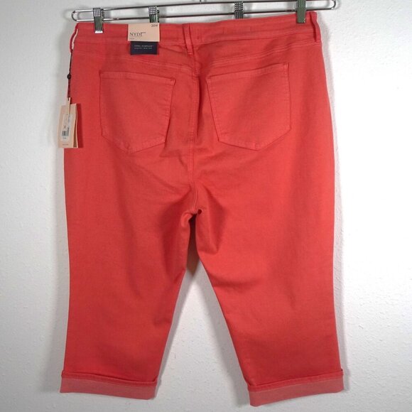 NYDJ Cropped Jeans Women's Plus Size 20W Pink Coral Denim Marilyn Straight - Picture 4 of 12